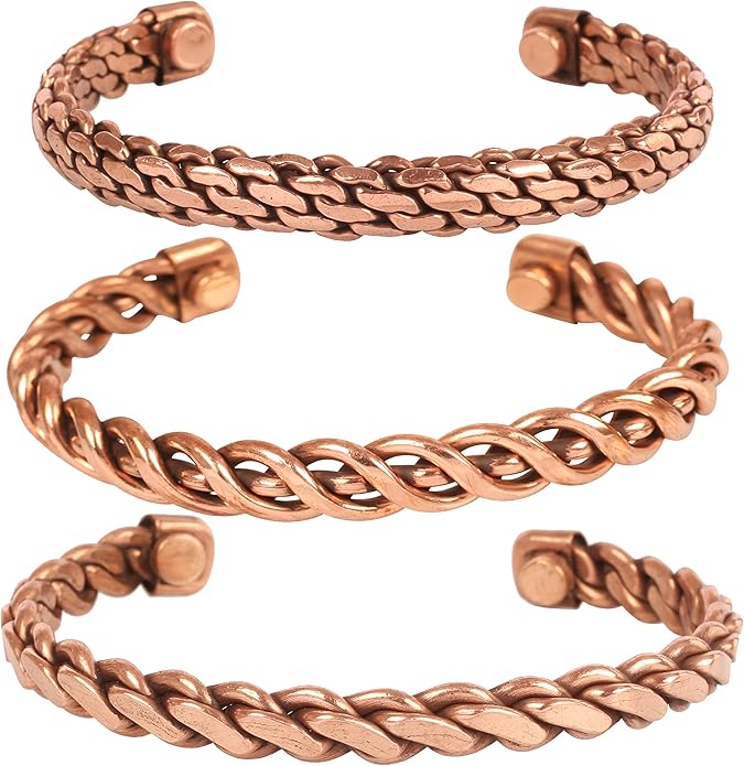 Copper Bracelet Tibetan Style. Hand Forged with Solid and High Gauge Copper Jewelry Cuff for Women Men. Combo of Different Designs