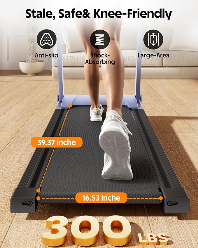 DeerRun Foldable Treadmill for Home with 5% Manual Incline and Handlebar, 0.6–7.5 MPH for Walking and Running, 3.0 HP, 300 lb Capacity, App & Remote Control