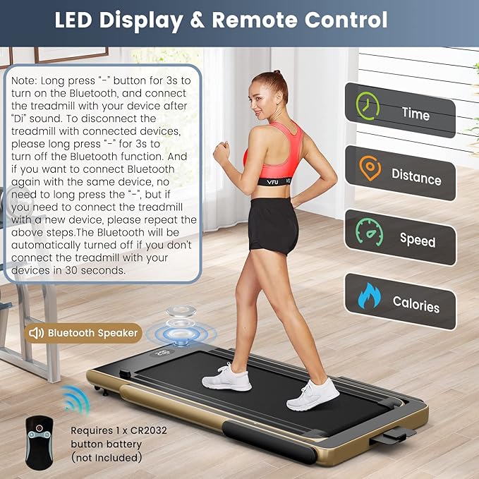 Goplus 2 in 1 Folding Treadmill, 2.25HP Superfit Under Desk Electric Treadmill, Installation-Free with Remote Control, APP Control and LED Display, Walking Jogging for Home Office