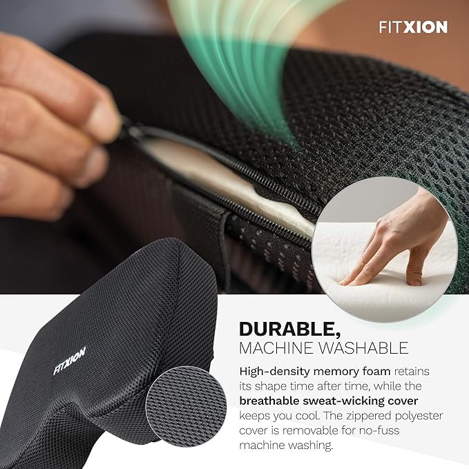 Rowing Machine Seat Cushion – Ergonomic Tail Bone Comfort Memory Foam Pad for Concept 2, Water Rower, Peloton or Recumbent Bike. Anti-Slip Base, Buckled Straps for Indoor Rowing Workouts