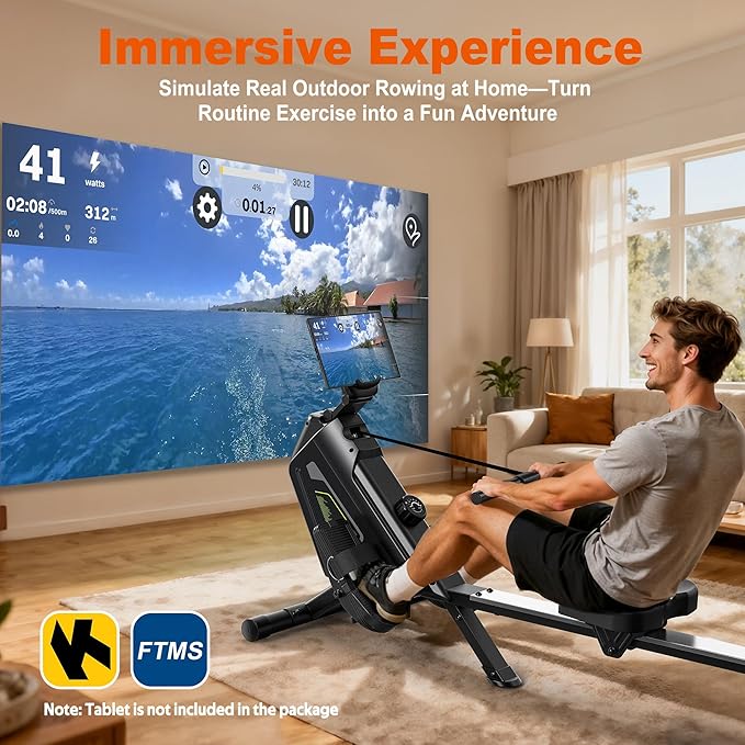Rowing Machine for Home, 16 Resistance Levels, Quiet Magnetic Rower with APP, 350 LB Weight Capacity, Easy Assembly, Compact and Saves Space