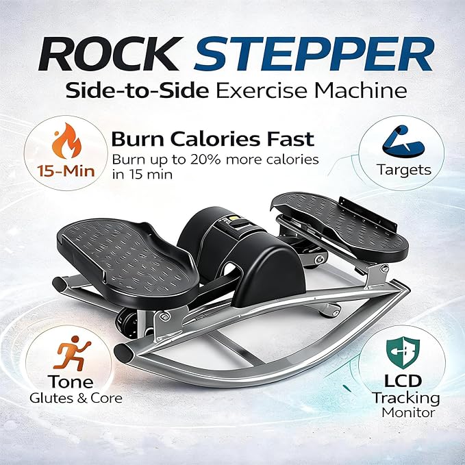 Lhanel Rock Stepper, Lhanel Stepper, Side-to-Side Exercise Machine,Burn Fat Faster in 15 Minutes, with Digital Display & Anti-Slip Mat