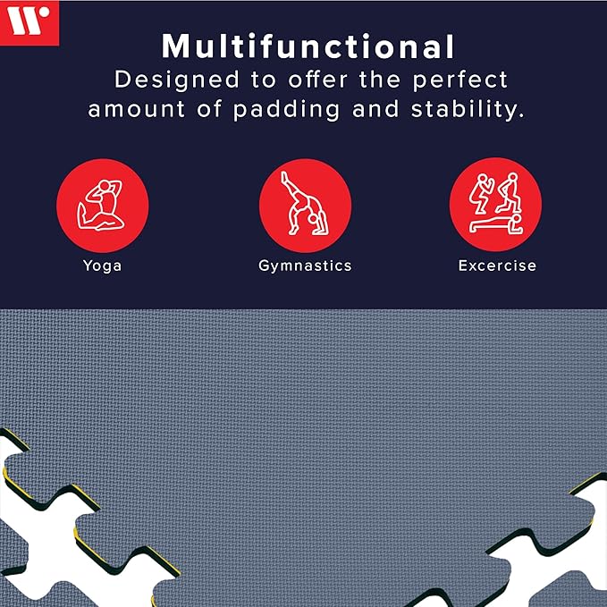 We Sell Mats 3/8" Thick Multipurpose EVA Foam Exercise Floor Mat, Interlocking Tiles, Anti-Fatigue for Home or Gym