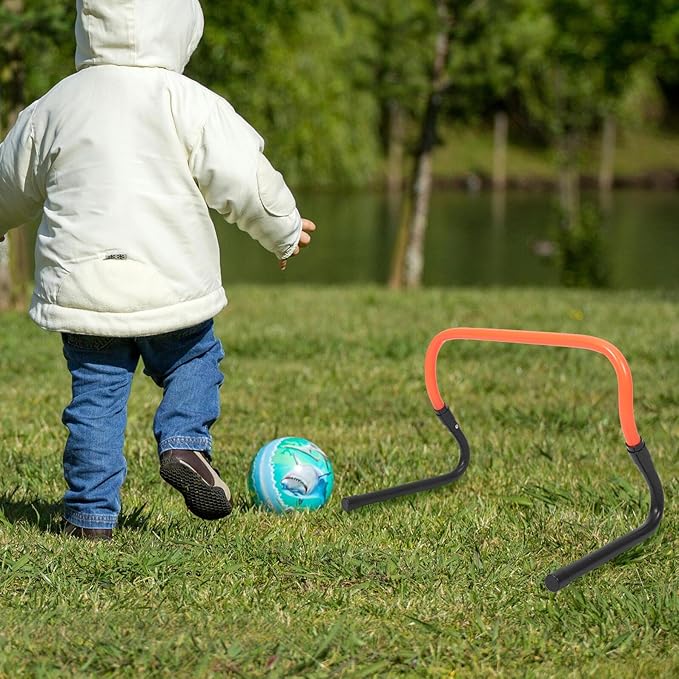Adjustable Height Soccer Training Speed Hurdle PVC Plastic Agility Barrier for Football Drill Equipment Foldable Orange-Black