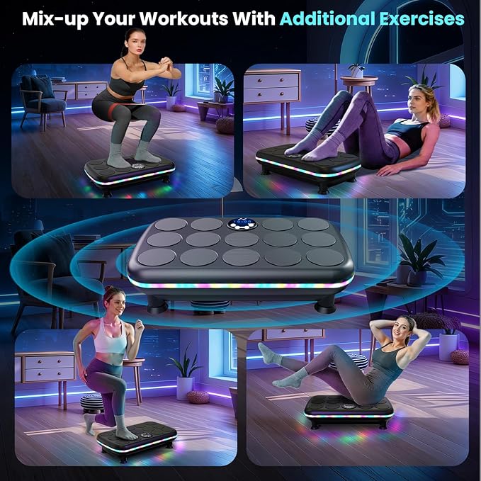 AXV Vibration Plate Fitness Platform Exercise Machine Vibrating Shaking Full Body Shaker Workout Vibrate Stand Shake Board Sport Gym for Weight Loss Fat Burner for Women Men (Pebble)