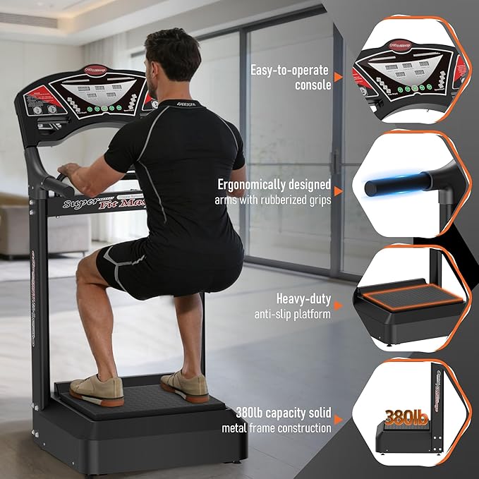 Vibration Platform Machine – Full Body Vibration Plate Exercise Machine with Support Handles, 99 Adjustable Speed Levels for Muscle Activation, Body Toning, Balance & Fat Burning at Home