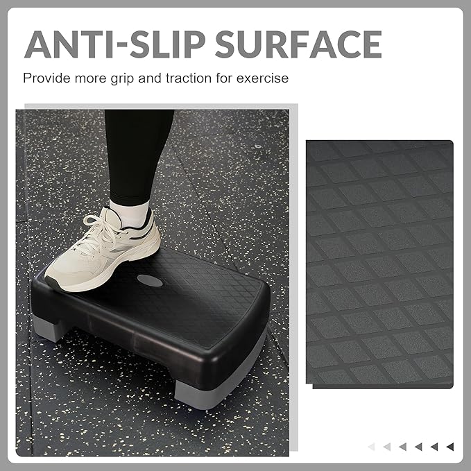 Fitvids 18" Aerobic Step Platform, Workout Stepper with Adjustable 2 Stackable Risers 3" 5.5" for Home Gym Small Space, Exercise Step, Multiple Option
