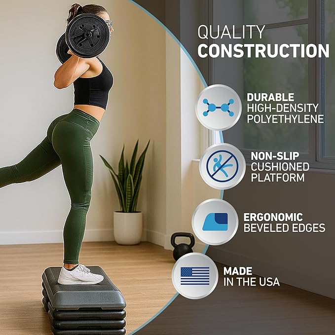 The Step Freestyle Grey Aerobic Platform, Health Club Size Steppers for Exercise