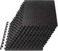 Mat Block APM36001BK-1 Torin Interlocking Foam Exercise Floor Mats: 144 SQ FT, 1/2 inch, 36 Tiles, EVA Gym Mat Flooring, Exercise Equipment Mat for Home Gym Equipment, Black