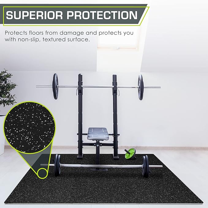ProsourceFit Rubber Top Exercise Puzzle Mat ½-inch or ¾-inch, EVA Foam Interlocking Tiles for Home Gym Protective Flooring for Equipment and Workouts, Available in 24 SQ FT or 48 SQ FT