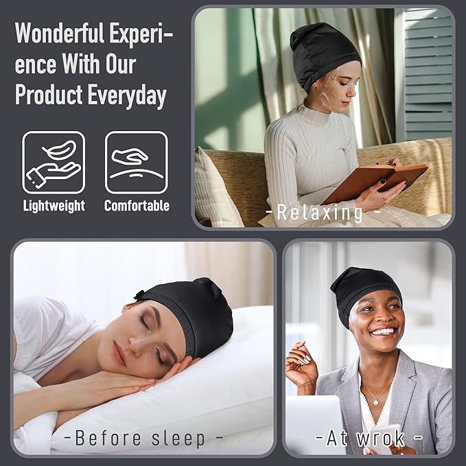 Castor Oil Pack Wrap for Head,Elastic and Reusable Castor Oil Pack Hat Organic Cotton for Women Sleeping,Double Waterproof Layers for Thinning, Balding, Dry and Damaged Hair M(Oil Not Included)