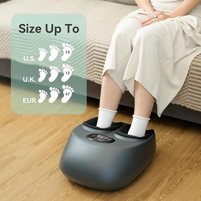 Snailax Shiatsu Foot Massager with Heat, Compression, Vibration, Electric Foot Massager Machine for Plantar Fasciitis, Neuropathy,Kneading, Foot Warmer with Remote Control, Size 13