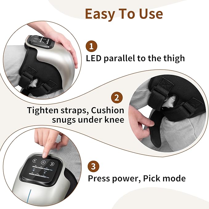 Nekteck Knee Massager, Cordless Knee Massage for Pain Relief with 3 Heating Levels & Vibration Modes, Smart Knee Massage with Heat, Gentle Lights, FSA Eligible Ideal Gifts for Men Women Him Her