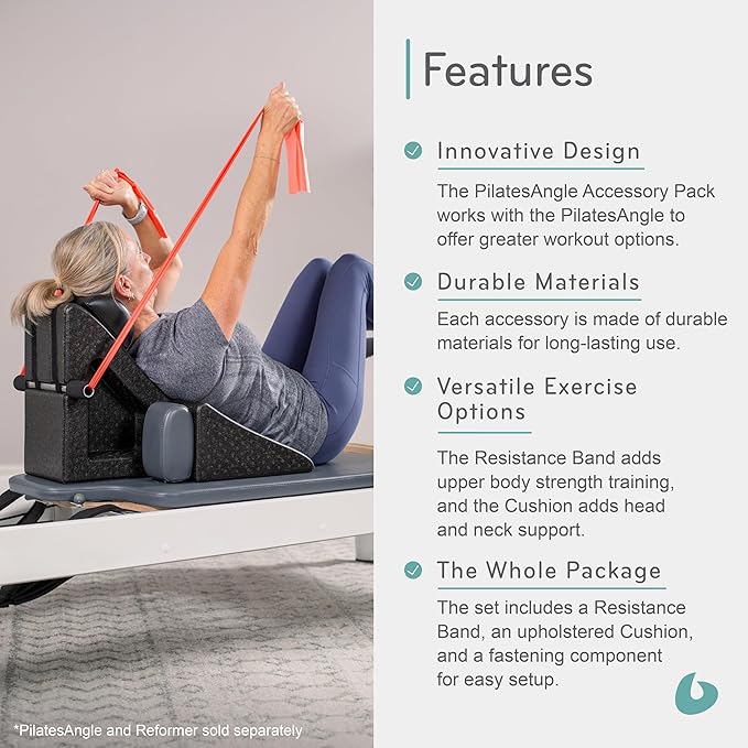Balanced Body PilatesAngle & Accessories – Reformer Workout Wedge, Resistance Band, and Neck Support for Home Gym & Studio