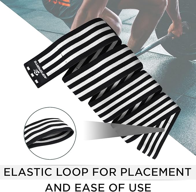 AQF Knee Wraps Weight Lifting Bandage - IPL and USPA Approved Gym Knee Support - Heavy Duty 78” Elasticated Support Straps Guard Powerlifting, Squatting (Pair)