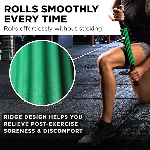 THERABAND Roller Massager Stick Standard, Deep Tissue Muscle Roller for Legs, Back, Calves, Athletes & Runners, Foam Roller Stick for Muscle Massage, Trigger Point Tool, 21" Manual Massager