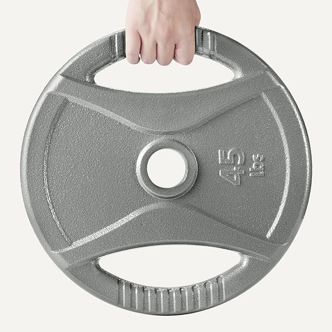 Amazon Basics 2-Inch Olympic Cast Iron Grip Weight Plates