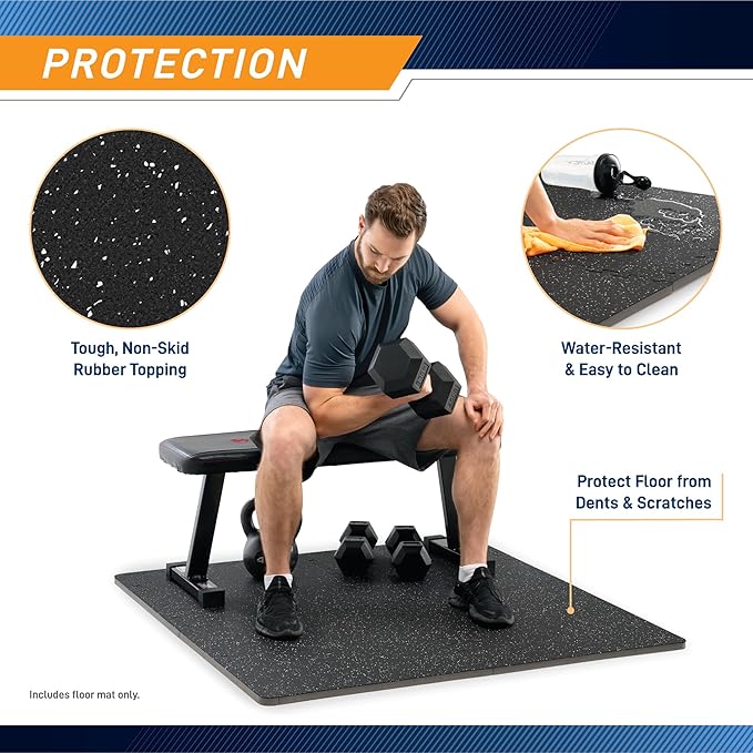 Marcy Interlocking Dual Density Rubber Top EVA Foam Home Gym Floor Mat for Exercise Equipment & Accessories MAT-40