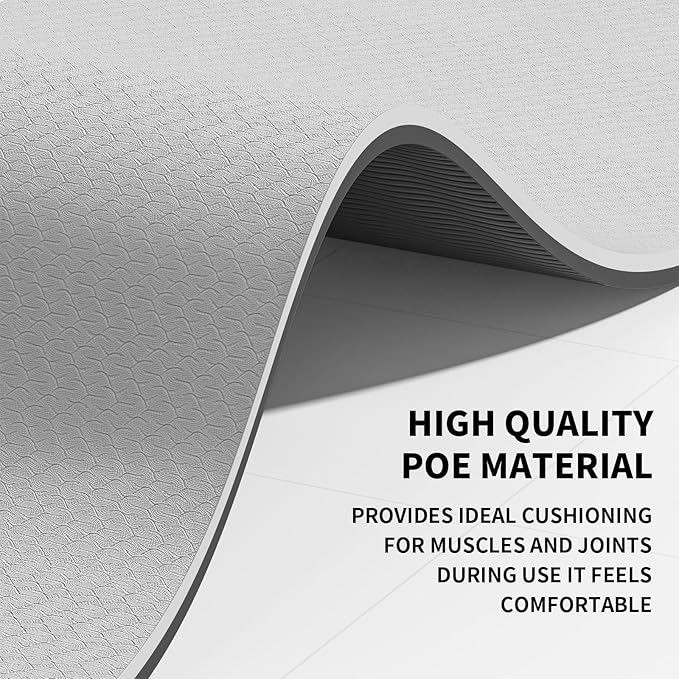 Large Yoga Mat (6'x 4') - Extra Long and Wide Workout Mat for Men and Women,Non-Slip POE 0.32''/0.4'' Thick Fitness Mat, Eco-Friendly, Thick Wide Exercise Mat for Home Workouts,Ideal for Yoga and Pilates.