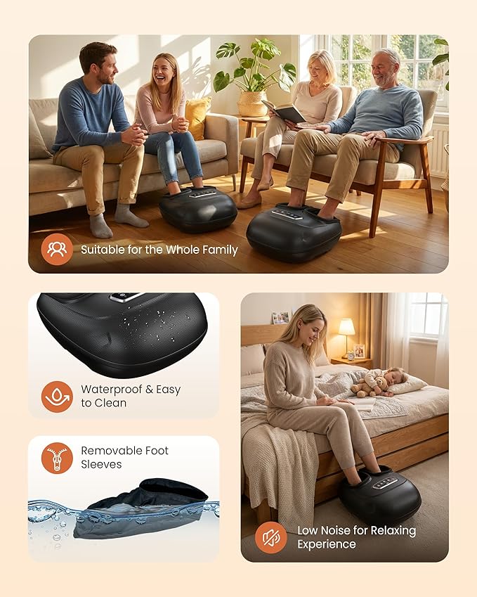 CILI Foot Massager with Heat,Heated Feet Massager for Plantar Fasciitis & Neuropathy Pain Relief, Deep Kneading Vibration Compression