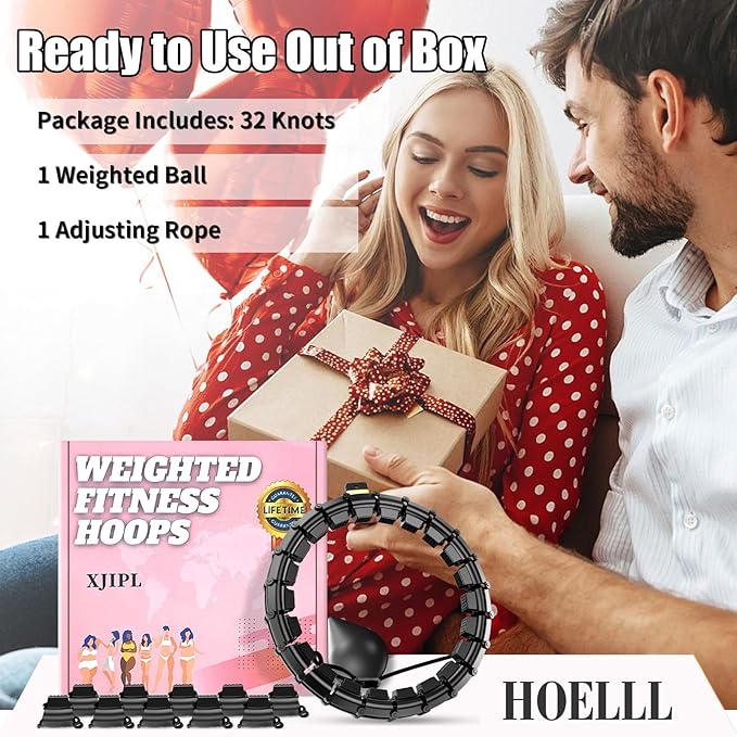 65 Inch Adjustable Fitness Waist Hoop – 32 Detachable Links, Quiet Non-Drop Fitness Tool for Adults Weight Loss, Plus Size Exercise Hoop for Women & Beginners