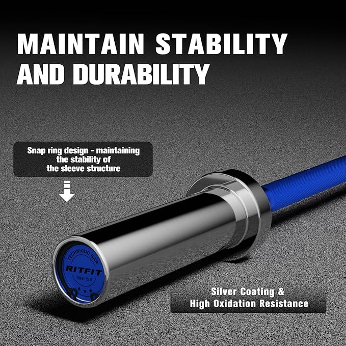 RITFIT Olympic Barbell 4ft/6ft - 2 Inch Weight Bar for Strength Training, Weightlifting, Squat, Deadlift, Bench Press, Curl, Overhead Press - 350lbs/500lbs Capacity