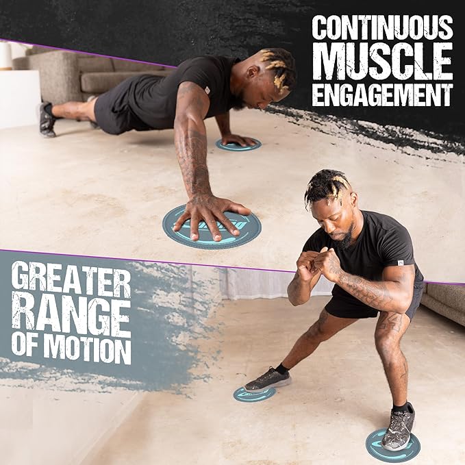 Gliding Discs for Working Out - Exercise Sliders for Carpet & Hardwood Floors 1 Pair, Authentic Workout Sliders Disc for Full Body Resistance Workout, Includes 4 Streaming Video Workouts