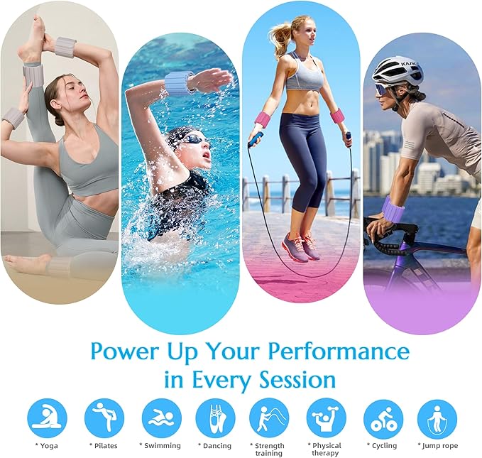 Wrist Weights Ankle Weights for Women 1 Pair (1.1 lb/2.2 lb Each) Silicone Magnetic Leg Arm Weighted Bracelet for Home Yoga Pilates Gym Workout Walking Jogging
