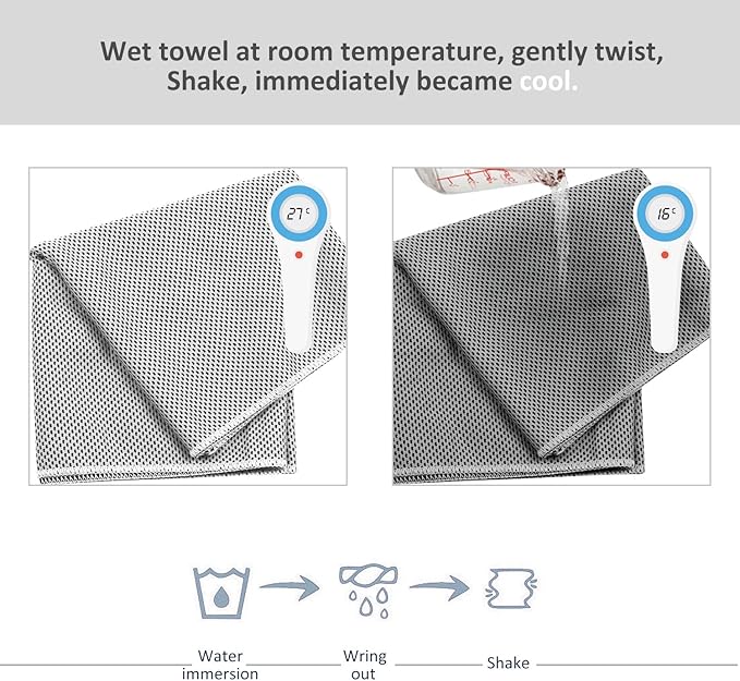 Biange Cooling Towels (40"x 12", Pack of 60) for Neck and Face, Cold Towel for Hot Weather, Sports, Workout, Fitness, Gym, Yoga, Golf, Pilates, Travel, Camping & More