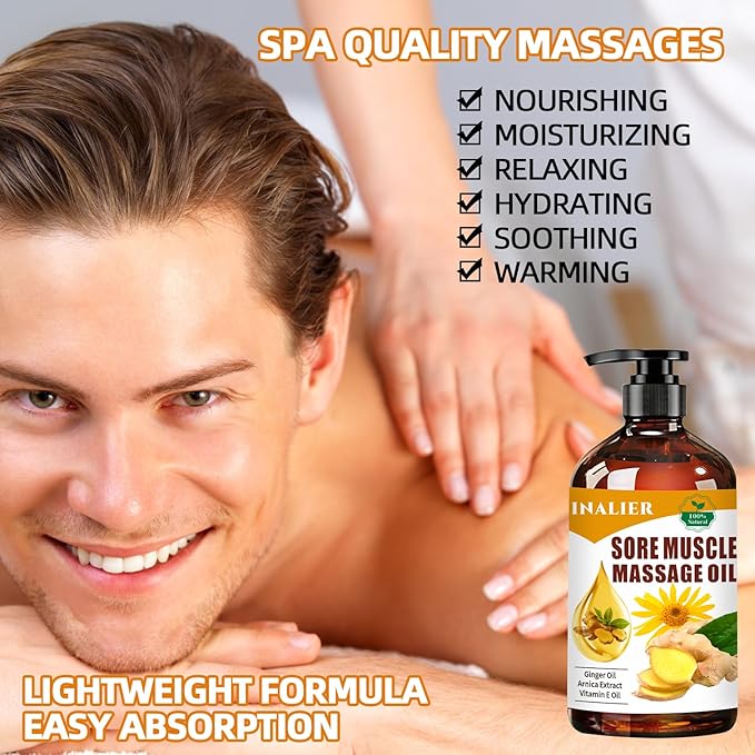 Sore Muscle Massage Oil,Gift for Husband Dad Boyfriend,Relaxing Massage Oil,Arnica Oil,Massages Oil for Massage Therapy,Gifts for Men and Women,Spa Gifts for Him Her