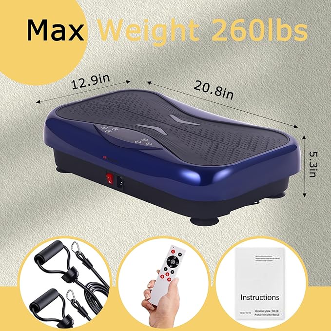 Vibration Plate Exercise Machine Vibration Platform for Weight Loss, Vibration Plate for Lymphatic Drainage Whole Body Power Shaker Home Workout Equipment