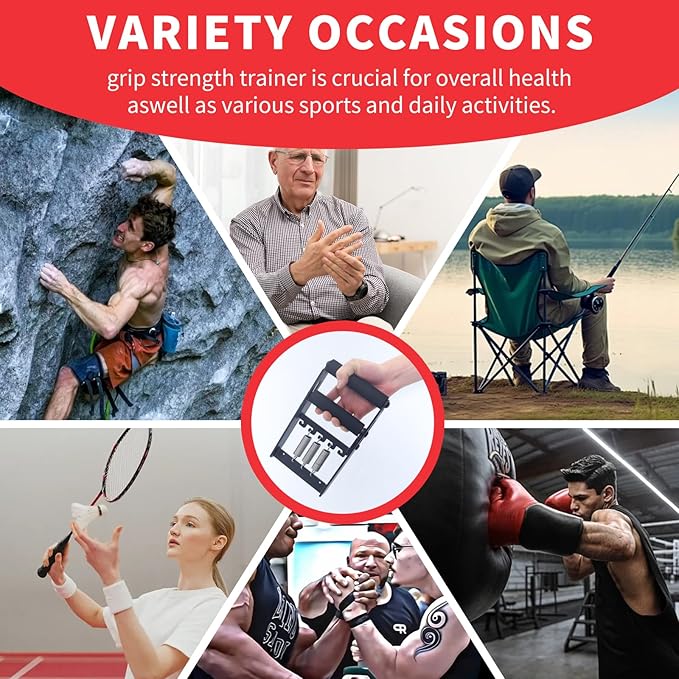 Solid Metal Hand Grip Dynamometer Hand Grip Strength Tester 165lb Adjustable Grip Strength Trainer with 5 Heavy Duty Springs,Professional Forearm & Finger Exercise Equipment for Athletes,Gym & Home Workouts