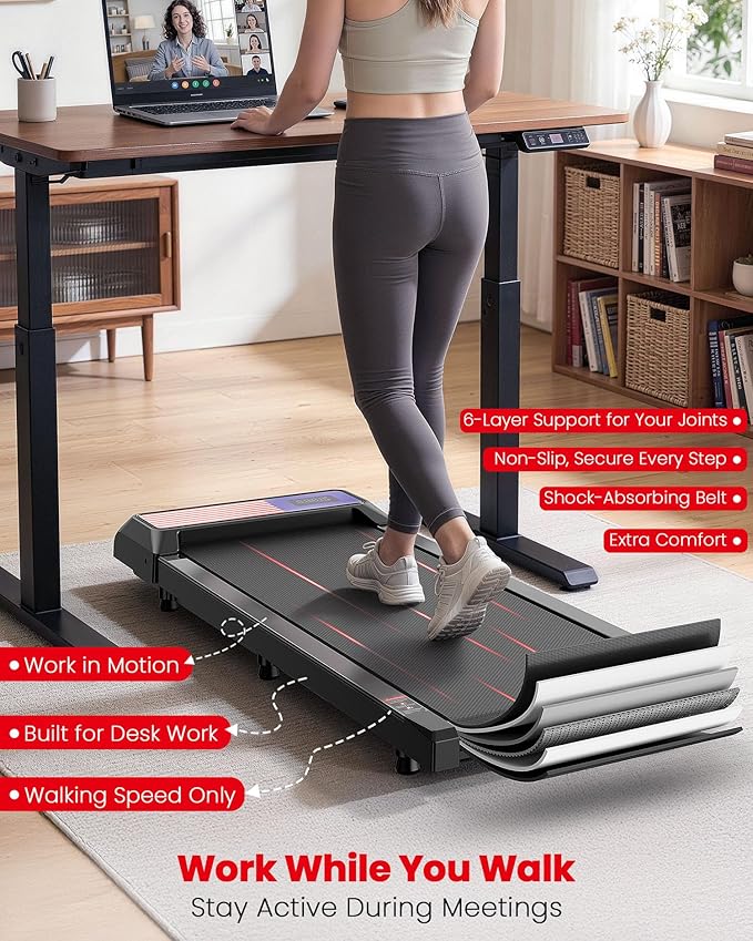 Walking Pad Treadmill with 5% Incline, Under Desk Treadmill for Home Office, 2.5HP Quiet Portable Walking Pad, 265 lbs Capacity, Compact Treadmill for Small Spaces with 15" x 35.4" Belt