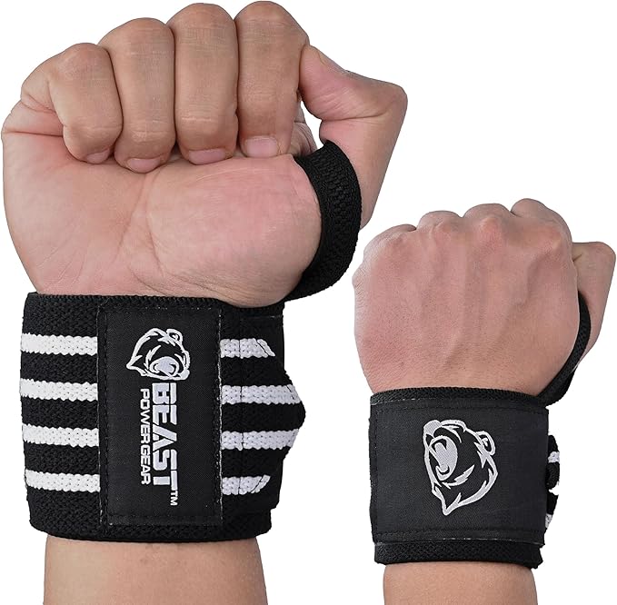 Beast Power Gear Wrist Wraps for Weightlifting 18” Premium Quality Wrist Support for Bodybuilding Heavy Duty Thumb Loop Powerlifting, Strength Training for Men and Women