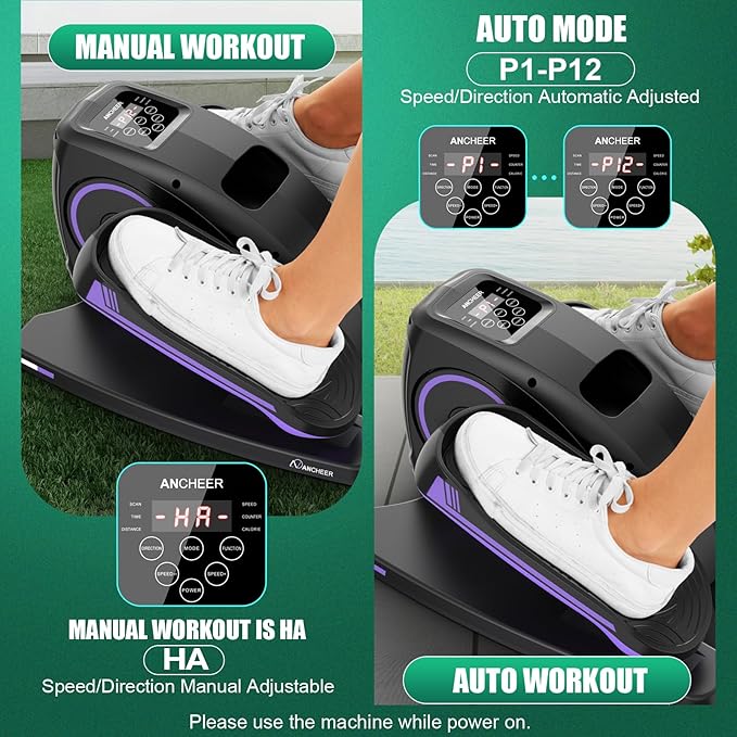 Ancheer Under Desk Elliptical,Ellipse Leg Exerciser for Seniors Fully Assembled, Electric Seated Pedal Elliptical Exerciser with Remote &12 Resistance Adjustable Speed