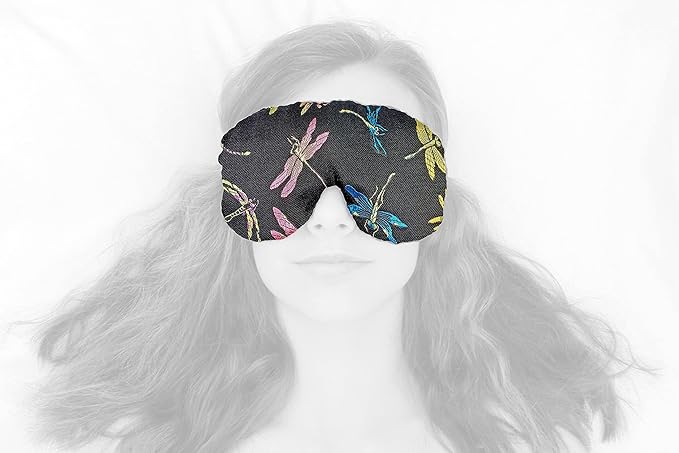 Handmade Weighted Sleep Eye Mask Yoga Pillow - Flax Seed Fill - Lavender Scented - Dragonfly Nite - TEMFL-DF