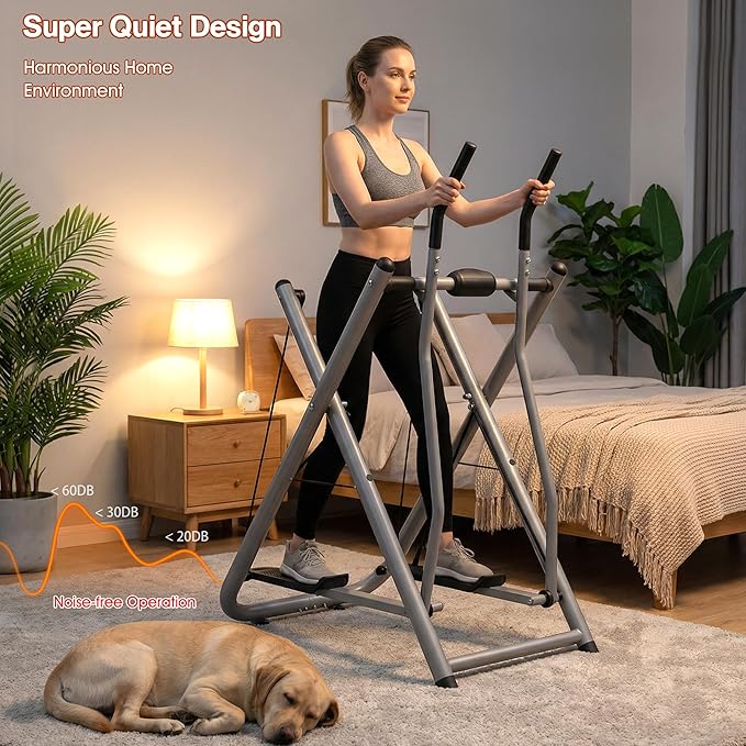 Air Walk Elliptical Glider Machine - 600LBS Capacity, Fully Assembled Low-Impact Design for Home Gym Cross-Training Arm & Leg Cardio Workout-New Version