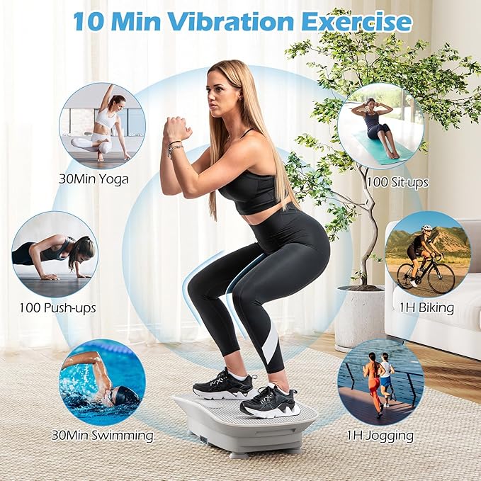 Goplus Vibration Plate Exercise Machine, Vibrating Platform for Lymphatic Drainage w/Remote, LED Display, Home Workout Full Body Shake Board for Weight Loss