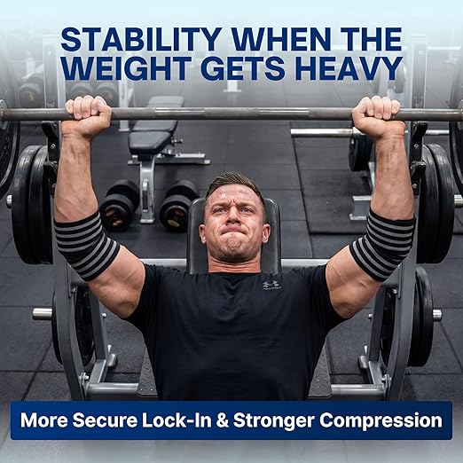 Elbow Wraps for Weightlifting – 40” Long Adjustable Compression - Elbow Sleeves Weightlifting Men with Hook-and-Loop Closure – Support for Heavy Pressing, Strength Training & Lifting Stability