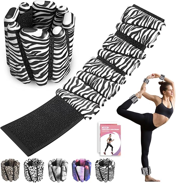 Wrist Ankle Weights for Women Set of 2, Adjustable Silicone Weighted Bangles, Wearable Ultra-durable Strips Weight Bracelet 2 lbs/4 lbs for Yoga, Pilates, Barre, Walking, Arm & Leg Workout