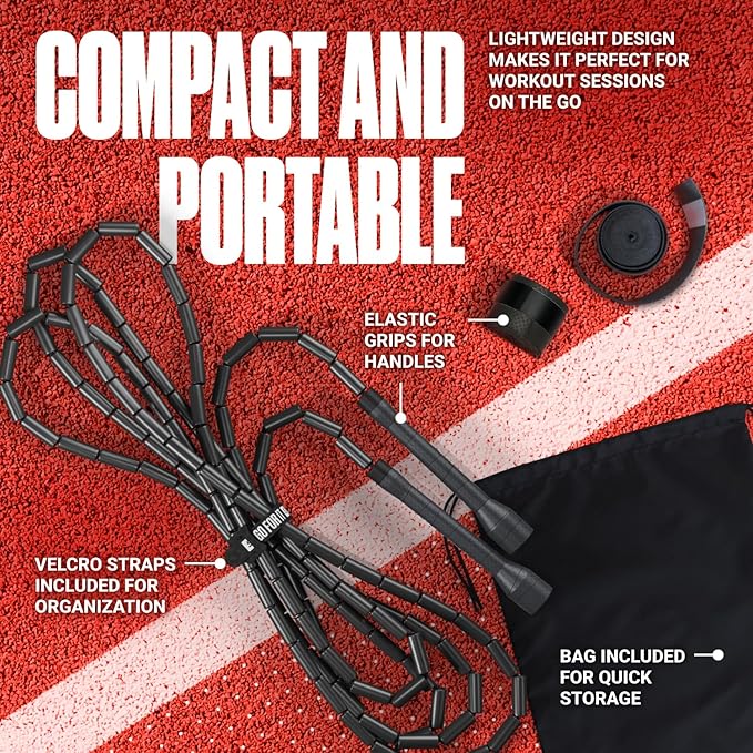 Sportbit Elite Beaded Jump Rope – Adjustable for Kids & Adults, Durable Fitness Skipping Rope for Cardio, Gym, Home & Outdoor Workouts