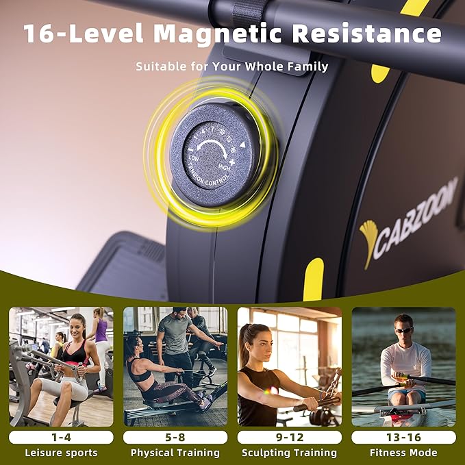Rowing Machines for Home，Magnetic Rowing Machine，Max 265lbs Weight Capacity, Quiet Rower with Tablet Holder，16 Levels of Resistance