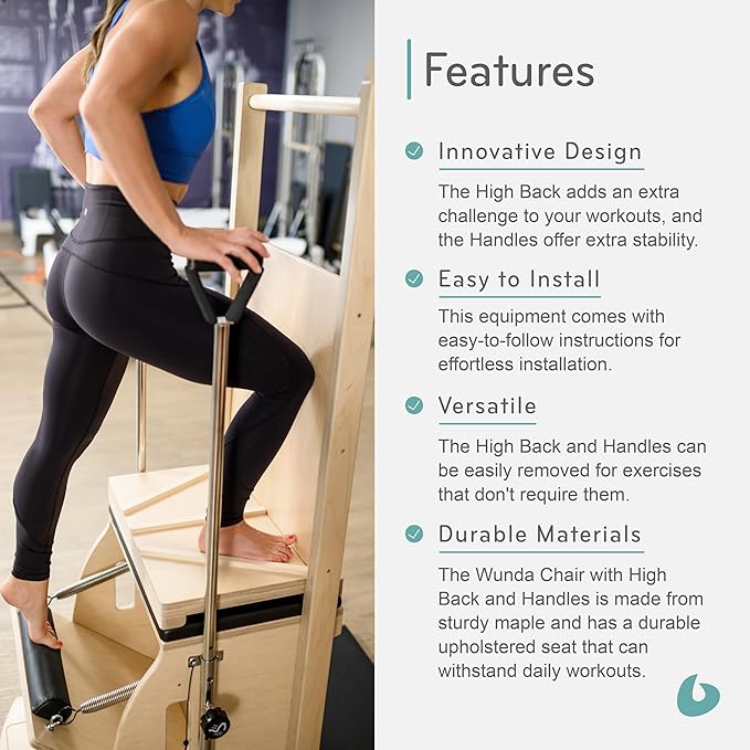 Balanced Body Pilates Wunda Chair – Professional Pilates Equipment with Optional High Back and Handles for Home or Studio Use