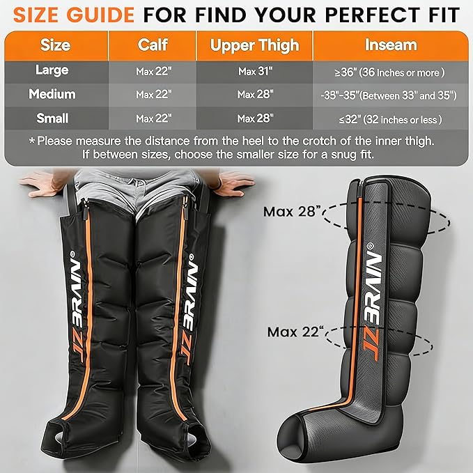 Air Compression Leg Recovery Boots : Sequential Full Leg Compression Massager System for Muscle Relaxation & Relief - 11 Intensity 6 Modes 3 Heat for Athletes & Gym (Small)