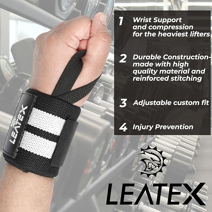 Weight Lifting Wrist Wraps 18" Wrist Support with Heavy Duty Thumb Loop - Best Gym Wrist Wraps for Powerlifting Competition, Strength Training, Bodybuilding - for Men & Women