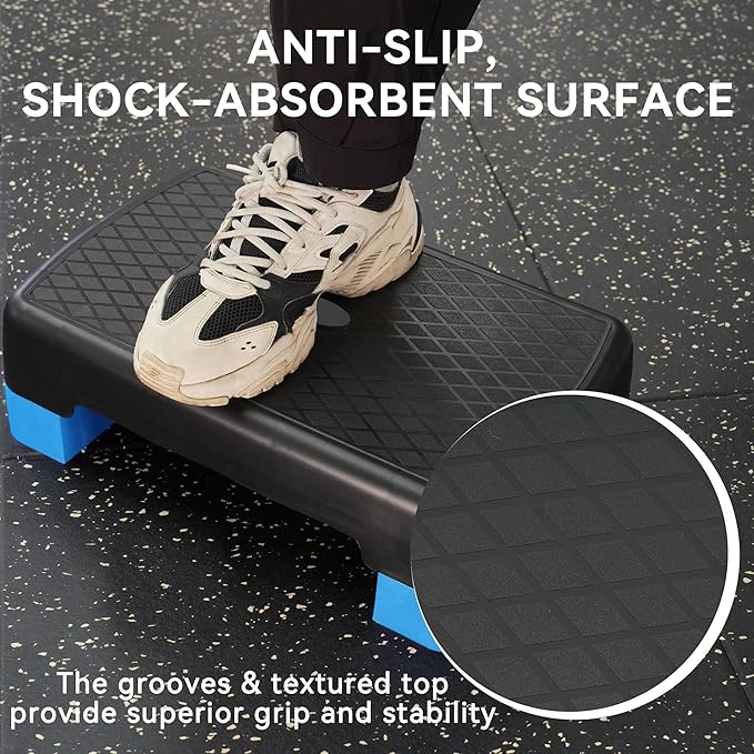 18" Aerobic Exercise Step Platform, Lightweight Portable Step Up Platform Trainer, Adjustable Height 3.9”5.9” for Home Gym