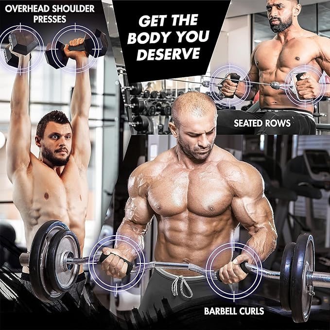 Yes4All Thick Dumbbell Handles Grips, Firm Rubber Barbell Grips, Great for Increasing Forearm Strength, Weightlifting, Muscle Building, Cable Attachments