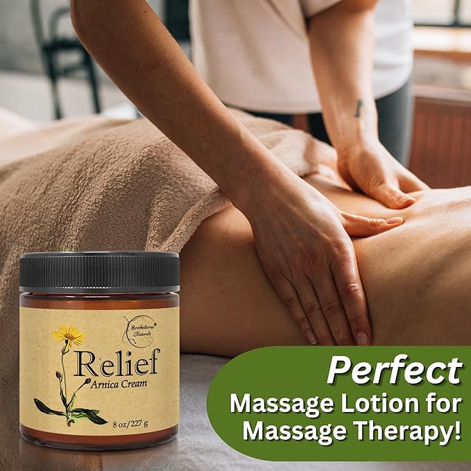 Relief Arnica Cream Natural Lotion for Effective Sore Muscle Support | Arnica Cream with Lemongrass & Eucalyptus Essential Oils | Best Massage Lotion for Massage Therapy – 2 Pack