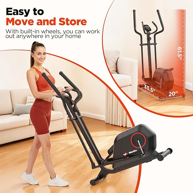 Elliptical Machine, Elliptical Exercise Machine for Home with Hyper-Quiet Magnetic Driving System, Elliptical Trainer with 15.5IN Stride, 14 Resistance Levels, 300LBS Loading Capacity