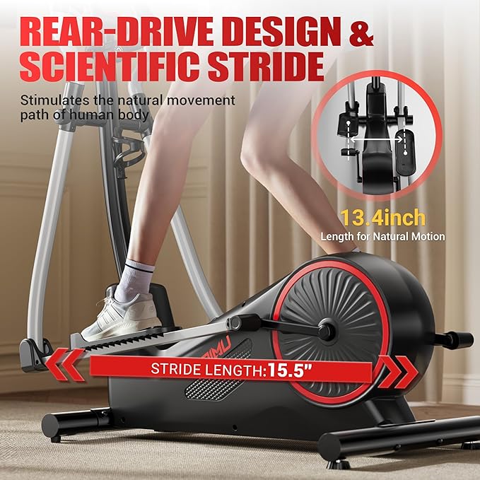Elliptical Machine, Elliptical Exercise Machine for Home with Hyper-Quiet Magnetic Driving System, Elliptical Trainer with 15.5IN Stride, 350LBS Loading Capacity